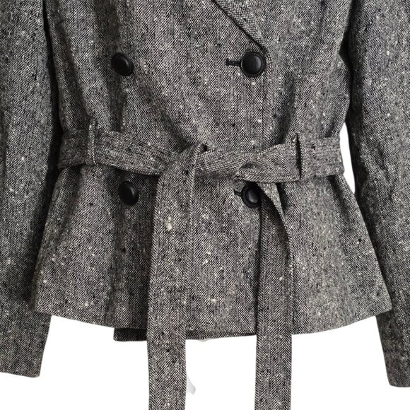 Neiman Marcus Vintage Wool Double Breasted Waist Tie Pea Coat Size 10 - Picture 4 of 7